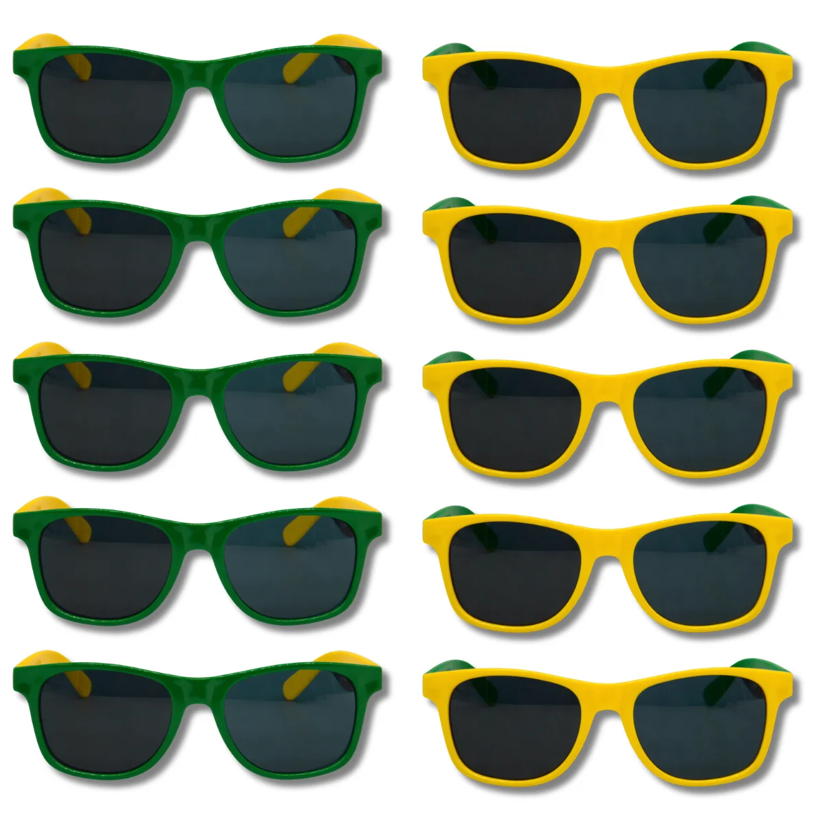 Kit 10 Óculos Escuro Clássico Joma Brasil Copa Mundo Torcida Verde Amarelo