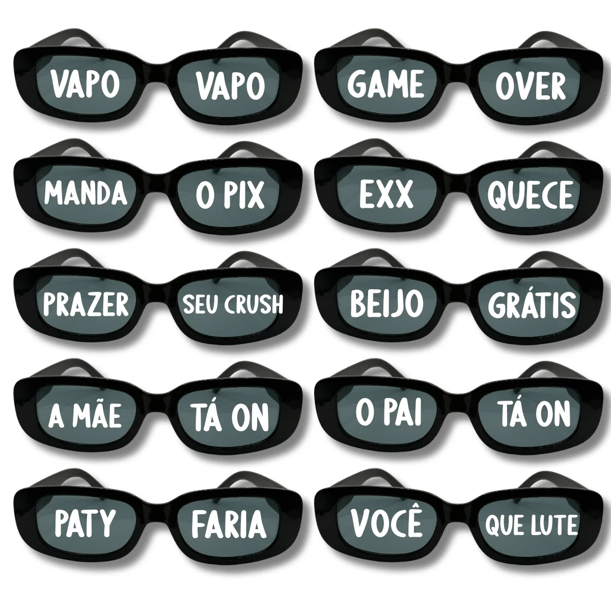 Kit 10 Óculos Escuro JOMA Vintage Retrô Com Frases Divertidas Para Festas