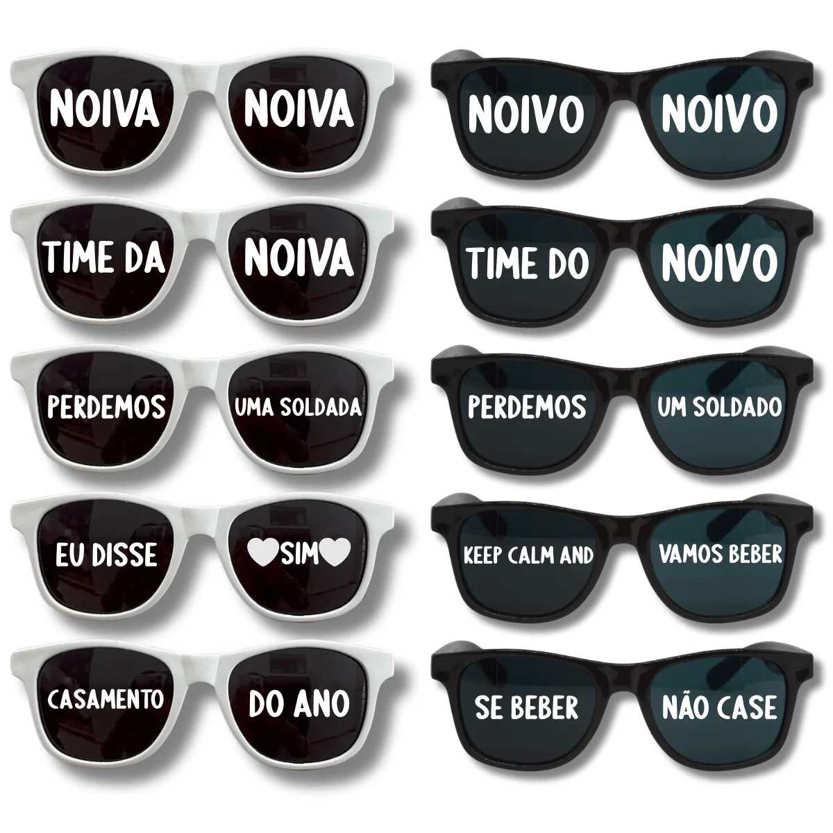 Kit 10 Óculos Escuro JOMA Casamento Preto e Branco